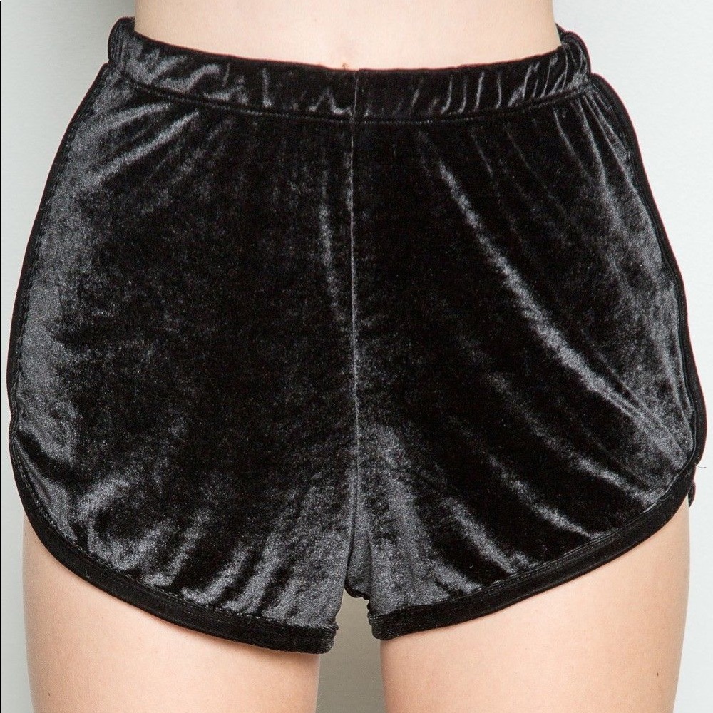 Brandy Black Velvet Shorts (ON HOLD) - Picture 2 of 4